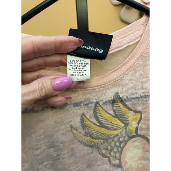 Popeye vintage Y2K Junk Food large cotton t-shirt peach junior tattoo graphic - Picture 3 of 5